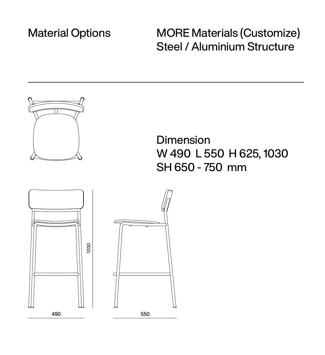 Leaden Bar Stool Backrest