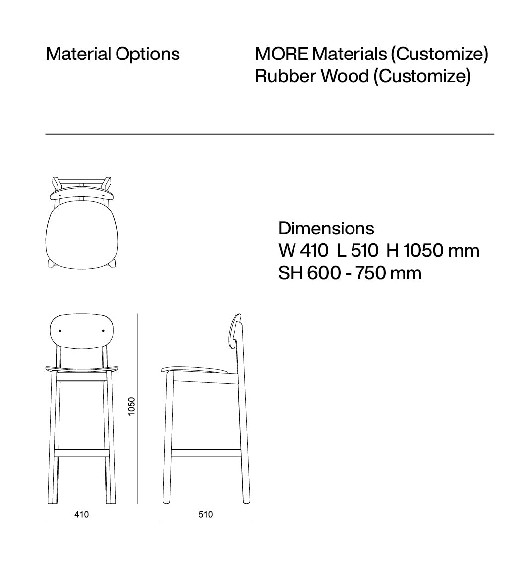 Bean Bar Stool Backrest